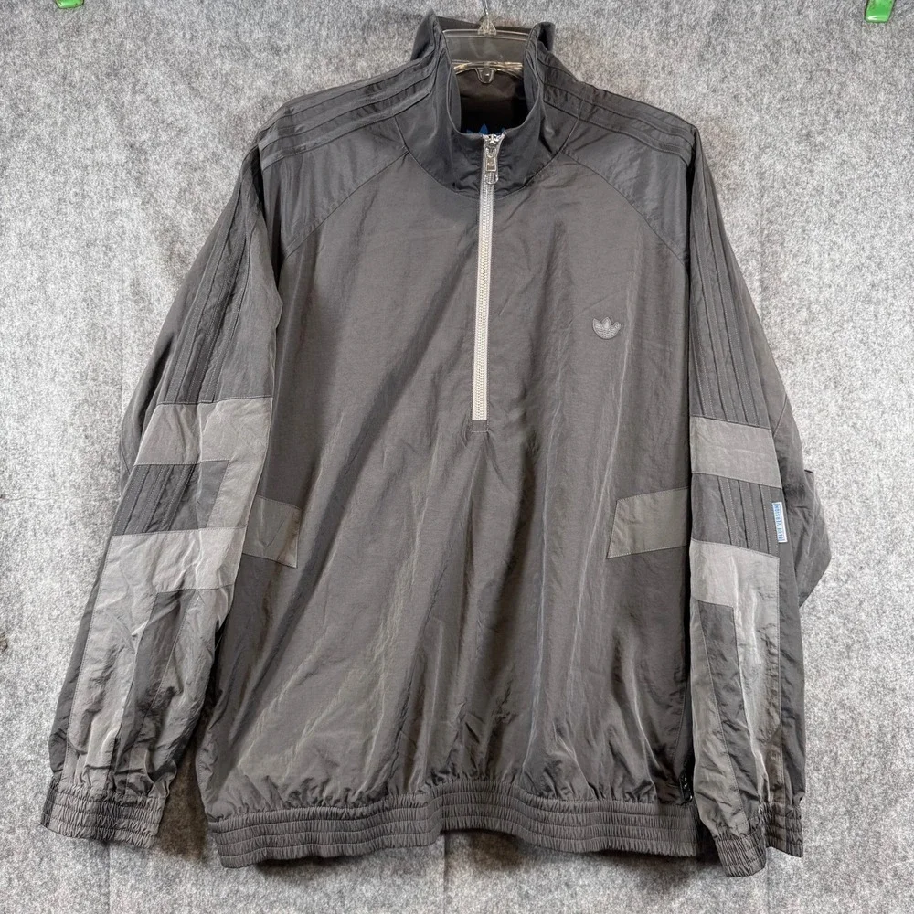 adidas Originals Blue Version Silver Track Jacket Mens XL 1/4 Zip Windbreaker